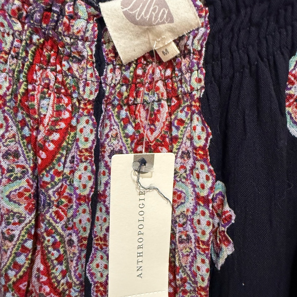 Anthropologie Navy Romper with Red & White Paisley Print - Picture 2 of 4